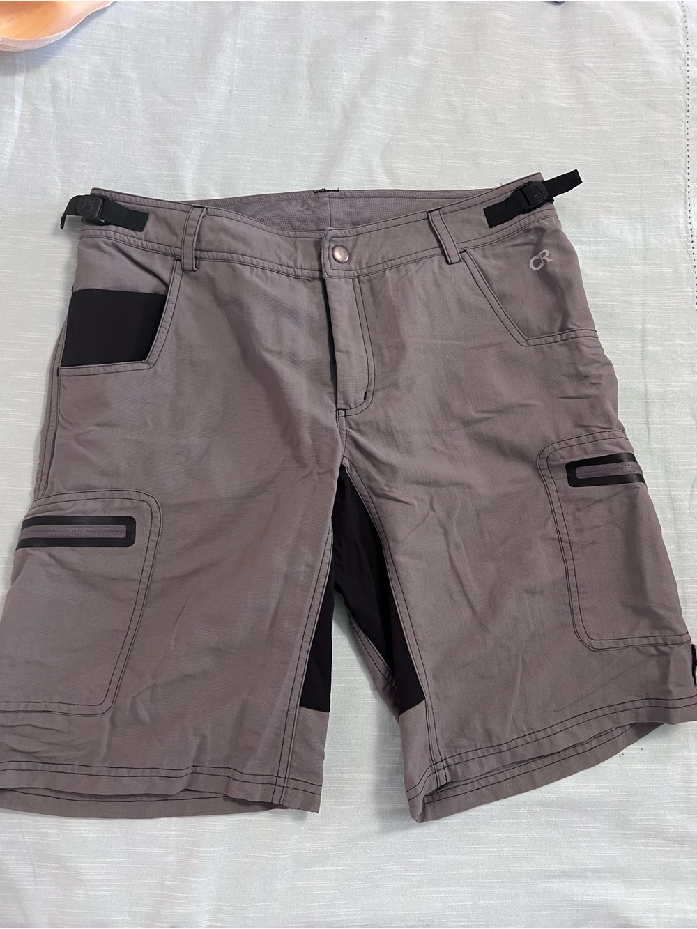 Club Ride Cycling Apparel Gray Men's Cargo Shorts with Black Accents Medium